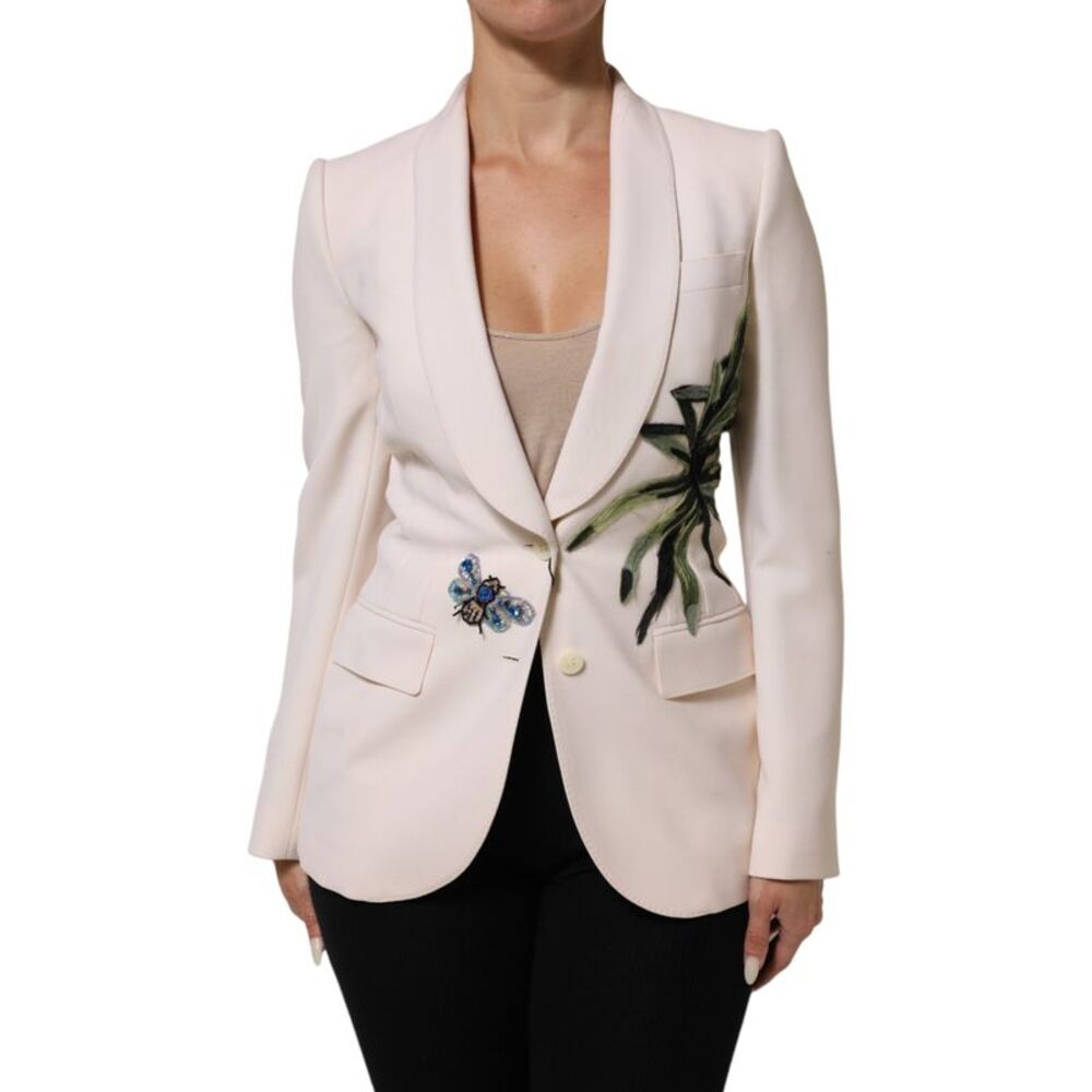 Dolce & Gabbana Beige Embroidered Single Breasted Women's Jacket
